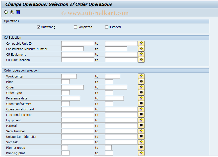 SAP TCode IW37 - Change Operations