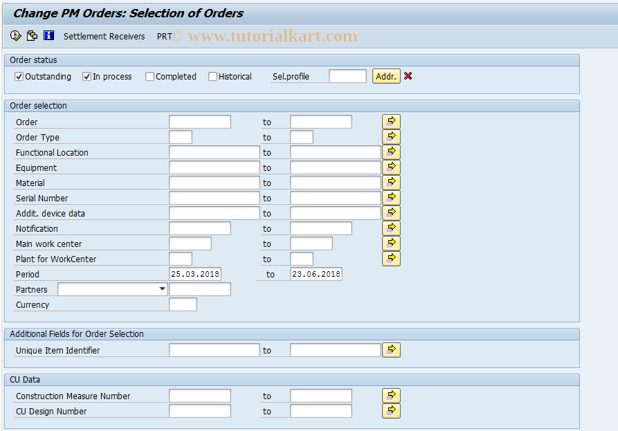 SAP TCode IW38 - Change PM Orders