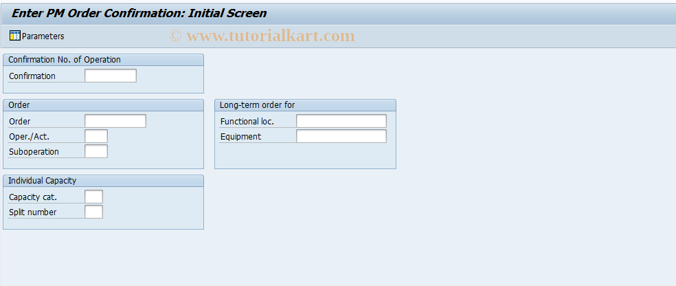 SAP TCode IW41 - Enter PM Order Confirmation