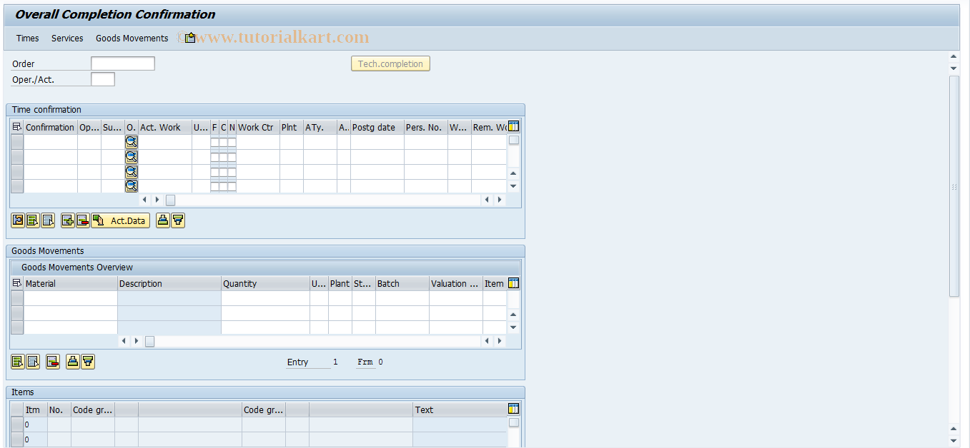 SAP TCode IW42 - Overall Completion Confirmation