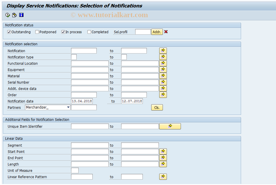 SAP TCode IW59 - Display Service Notifications