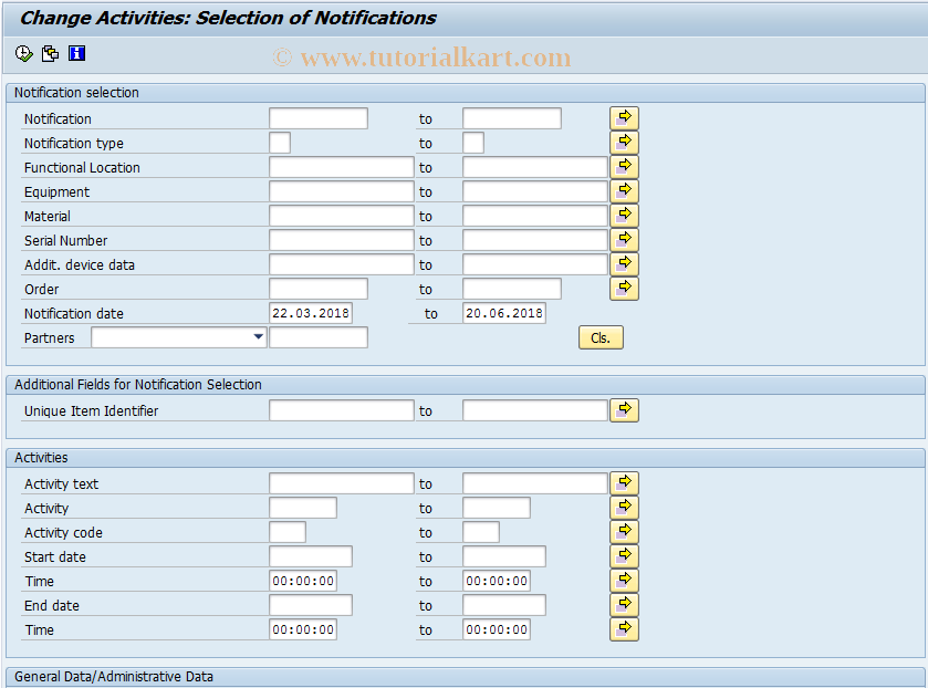 SAP TCode IW64 - Change Activities