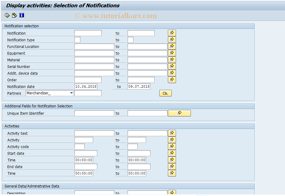 SAP TCode IW65 - Display activities