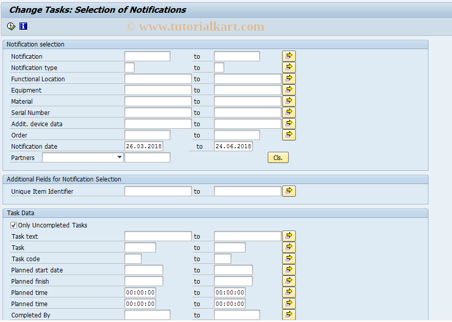 SAP TCode IW66 - Change Tasks