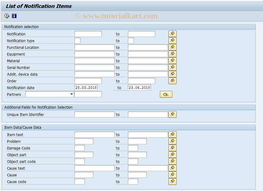 SAP TCode IW68 - Change Notification Items