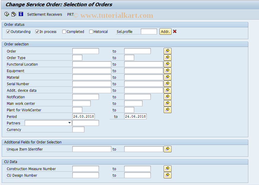 SAP TCode IW72 - Change Service Order