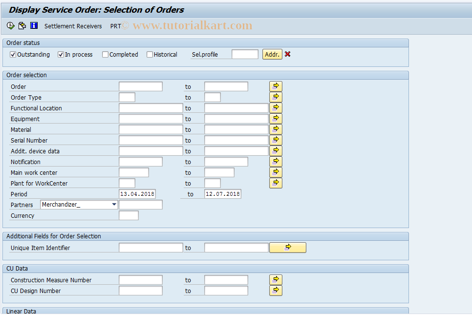 SAP TCode IW73 - Display Service Order