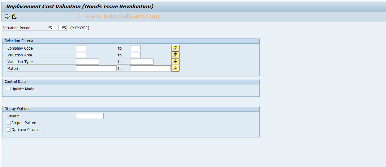 SAP TCode J1A3 - MM goods issue revaluation