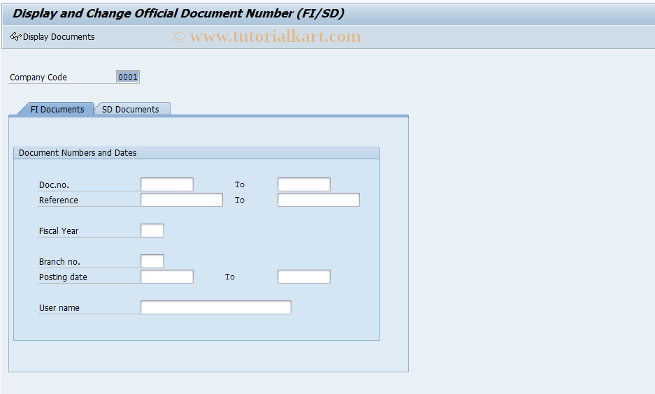 SAP TCode J1A6 - Modify Official Document Number