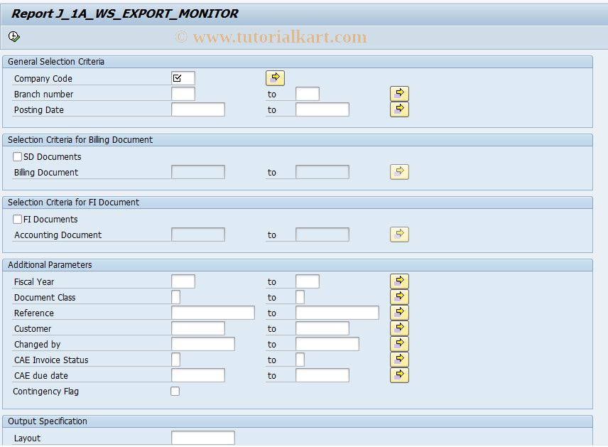 SAP TCode J1AEXPMONITOR - AR: Monitoring Tool for WS Export