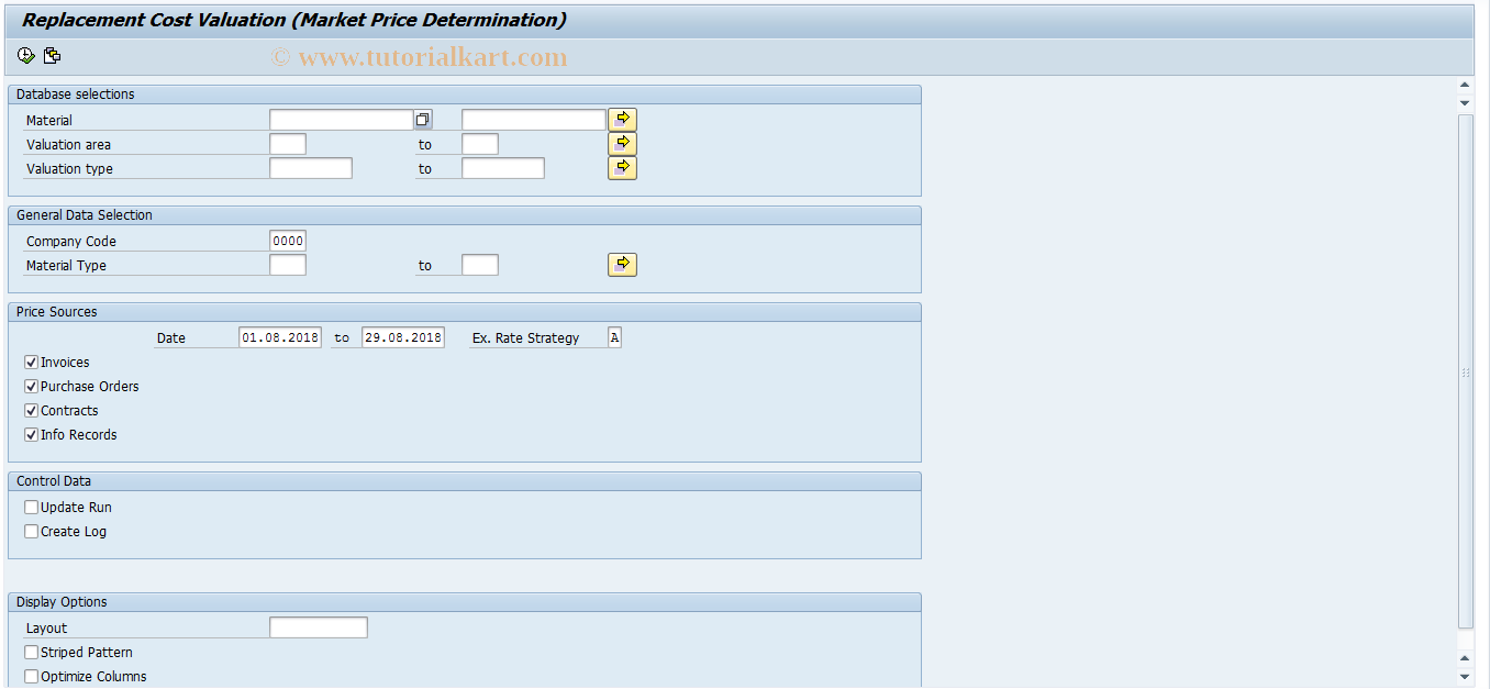 SAP TCode J1AX - Market price determination program