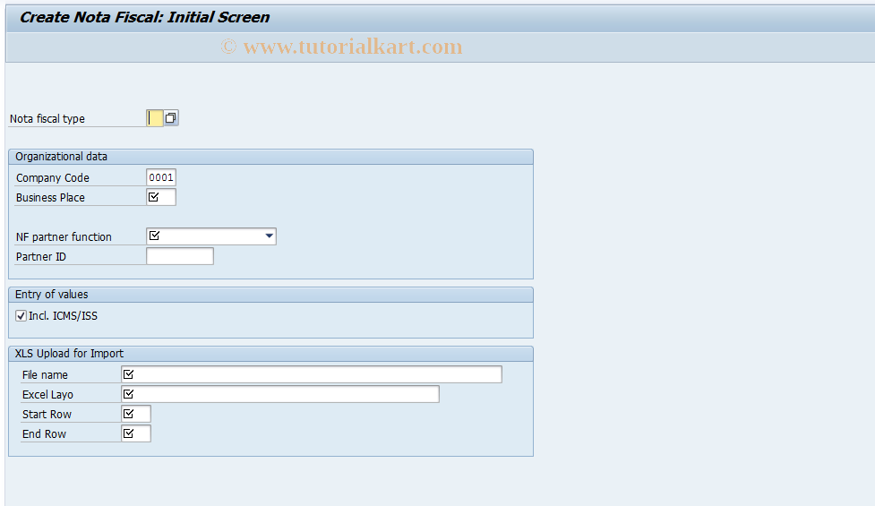 SAP TCode J1B1N_IMP - Upload Data for NF from MS Excel