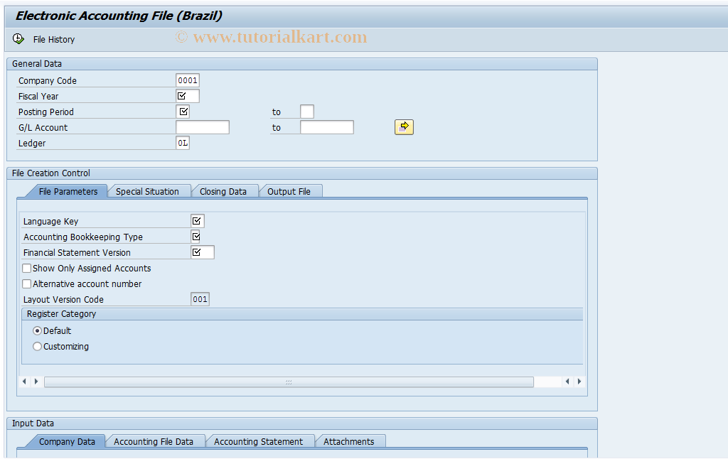 SAP TCode J1BECD - Electronic Accouting File (Brazil)