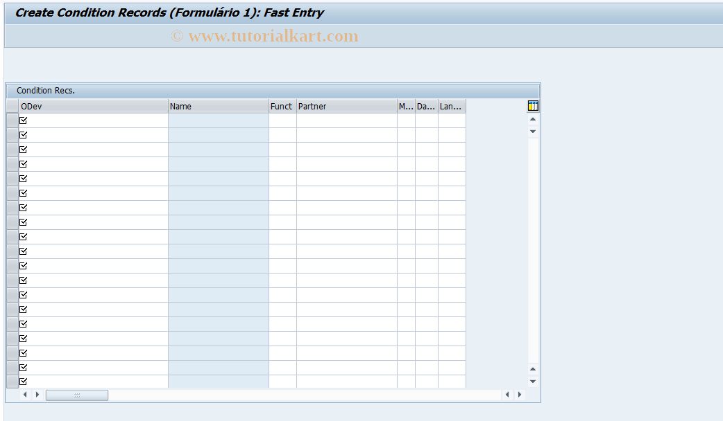 SAP TCode J1BF - Create Entries for Output Type