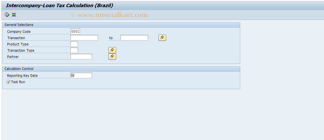 SAP TCode J1BICLTAX - Intercompany Loan Tax Calc. (obs.)