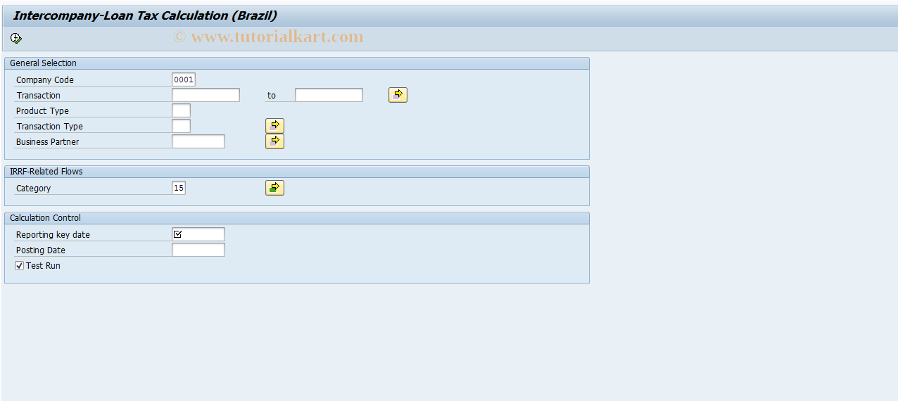 SAP TCode J1BICLTAXN - Intercompany Loan Tax Calculation