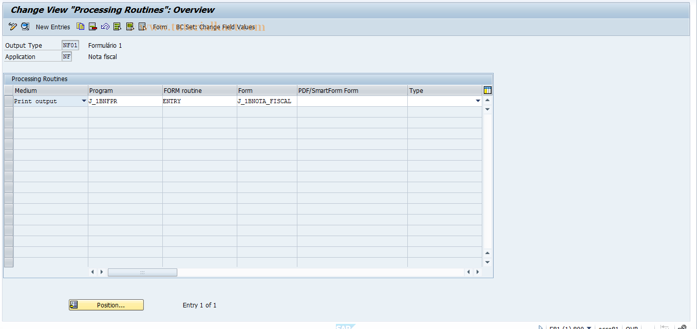 SAP TCode J1BJ - Maintain Output Processing Programs