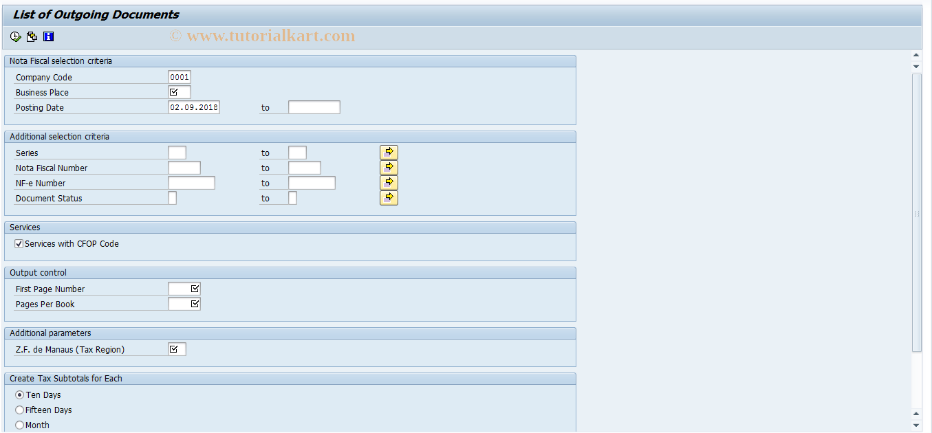 SAP TCode J1B_LB02 - Modelo 2