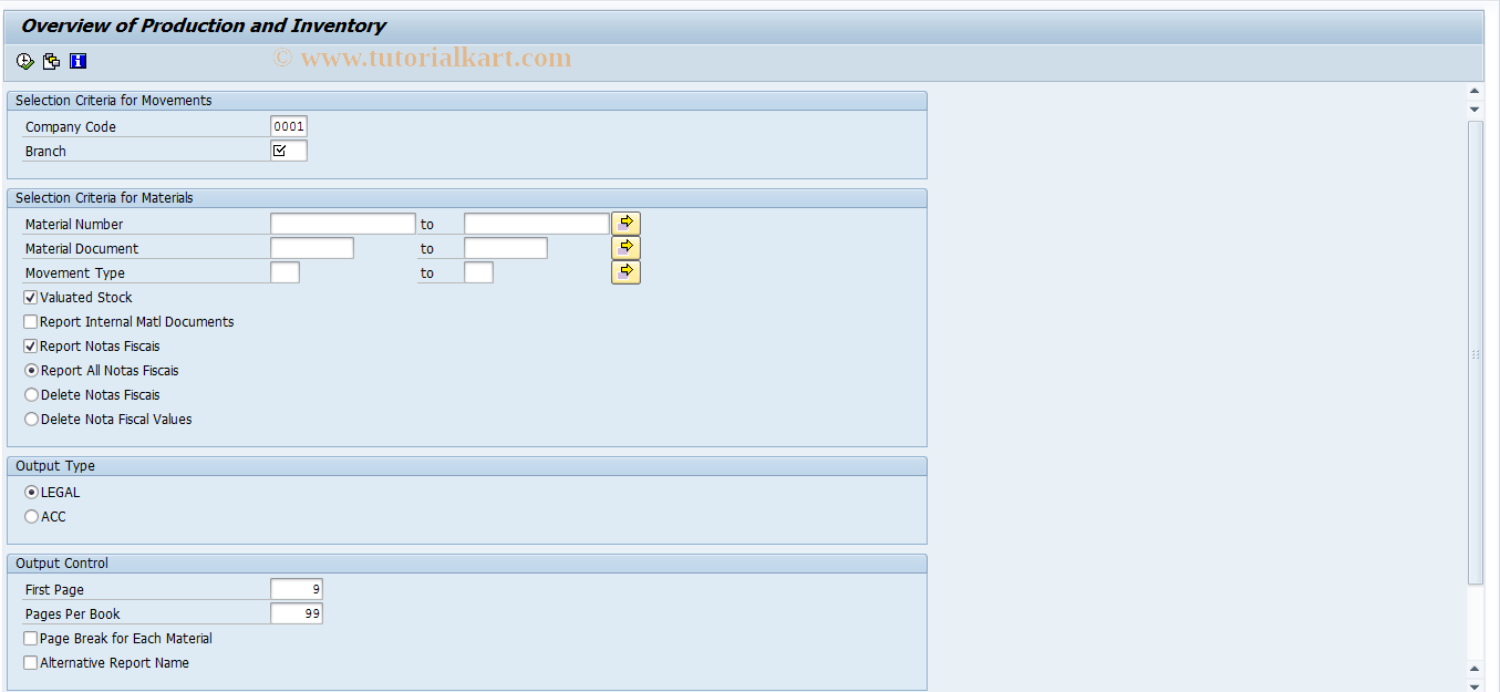 SAP TCode J1B_LB03 - Modelo 3