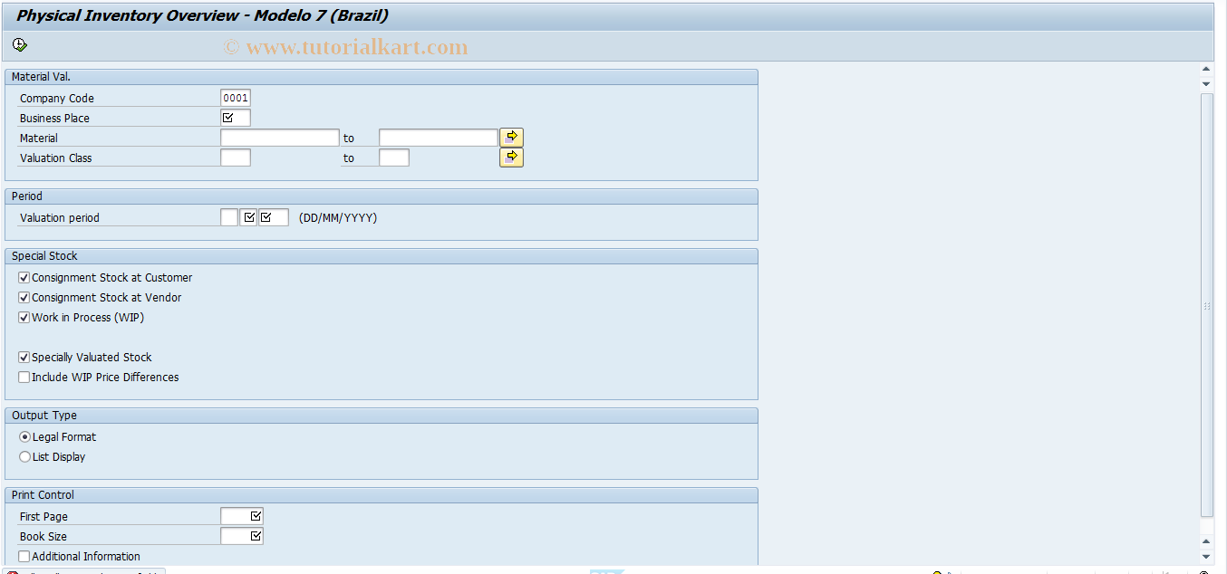 SAP TCode J1B_LB07N - Modelo 7 new