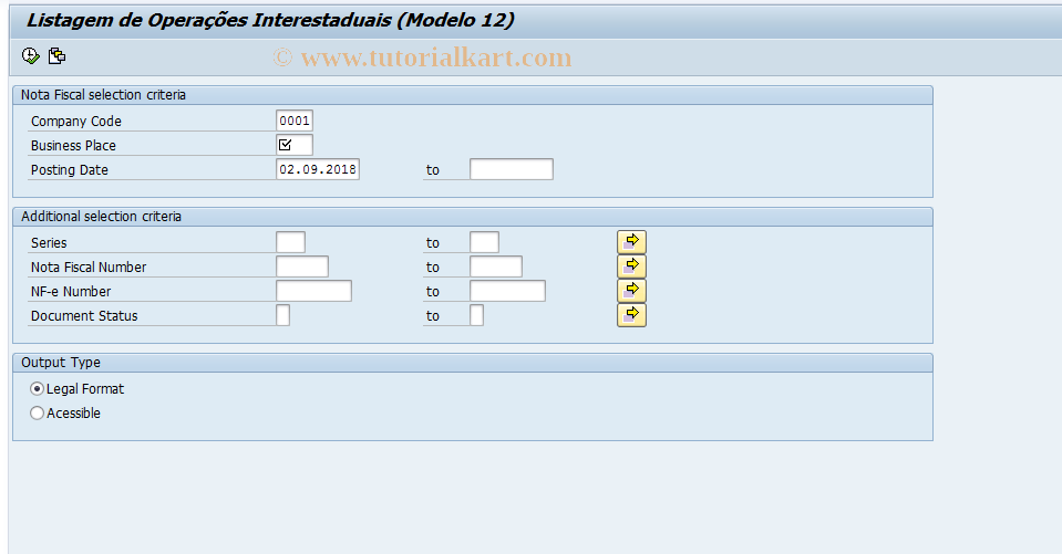 SAP TCode J1B_LB12 - Modelo 12