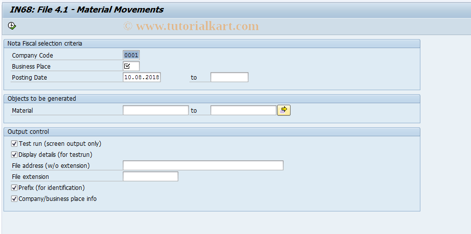 SAP TCode J1B_LFB6 - IN68: MM Files