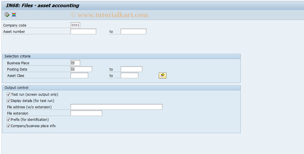 SAP TCode J1B_LFB8 - IN68: Files - Asset Accounting