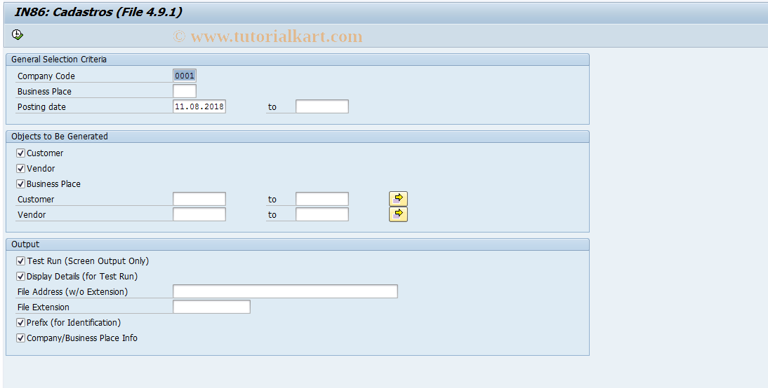 SAP TCode J1B_LFC10 - Kunden- und Lieferantenstammdaten