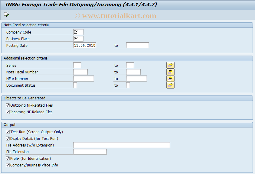 SAP TCode J1B_LFC12 - Außenhandelsdaten