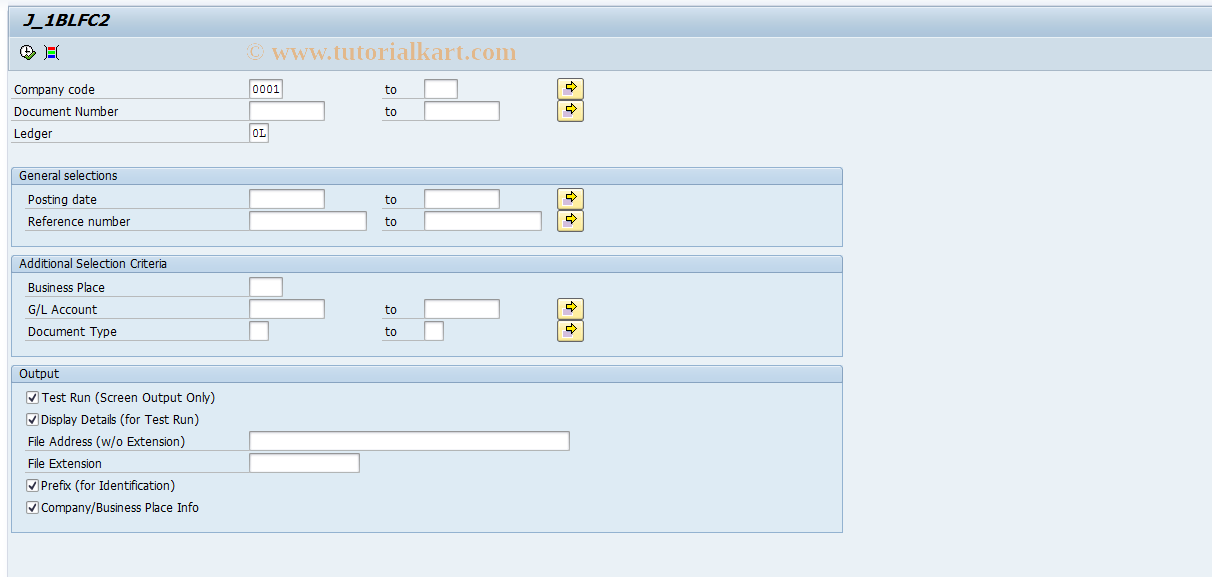 SAP TCode J1B_LFC2 - IN86: Finanzbuchhaltungsbelege