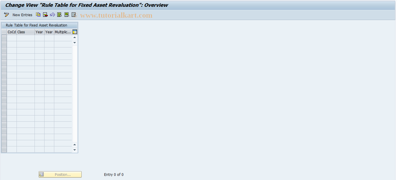 SAP TCode J1GAMRV1 - Rules for Fixed Asset Revaluation