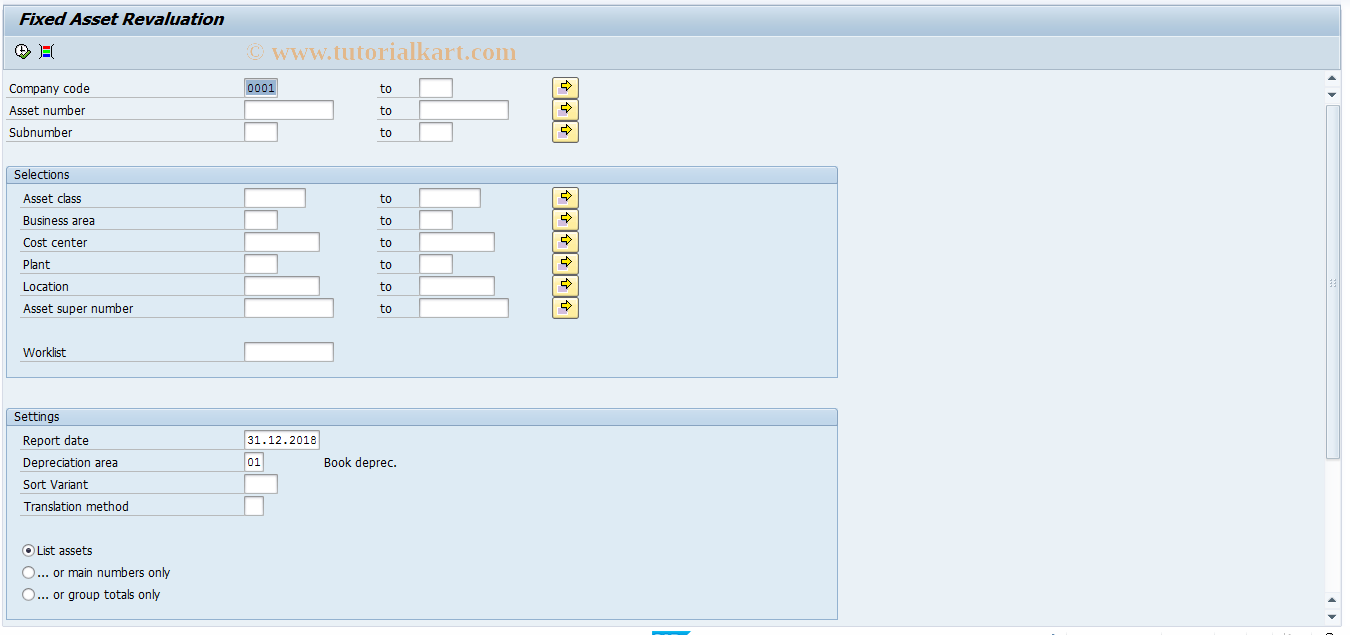 SAP TCode J1GAM_ARE1 - Fixed Asset Revaluation