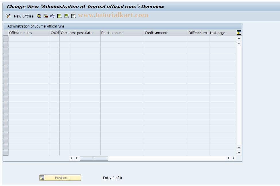 SAP TCode J1GJR9 - Control table