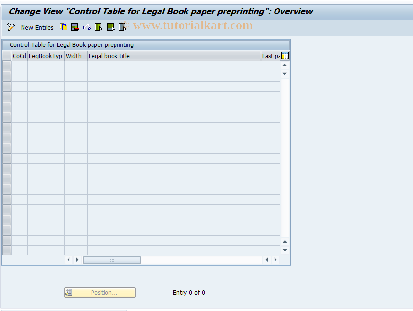 SAP TCode J1GLBPP1 - Control of leg.book prepr. headers