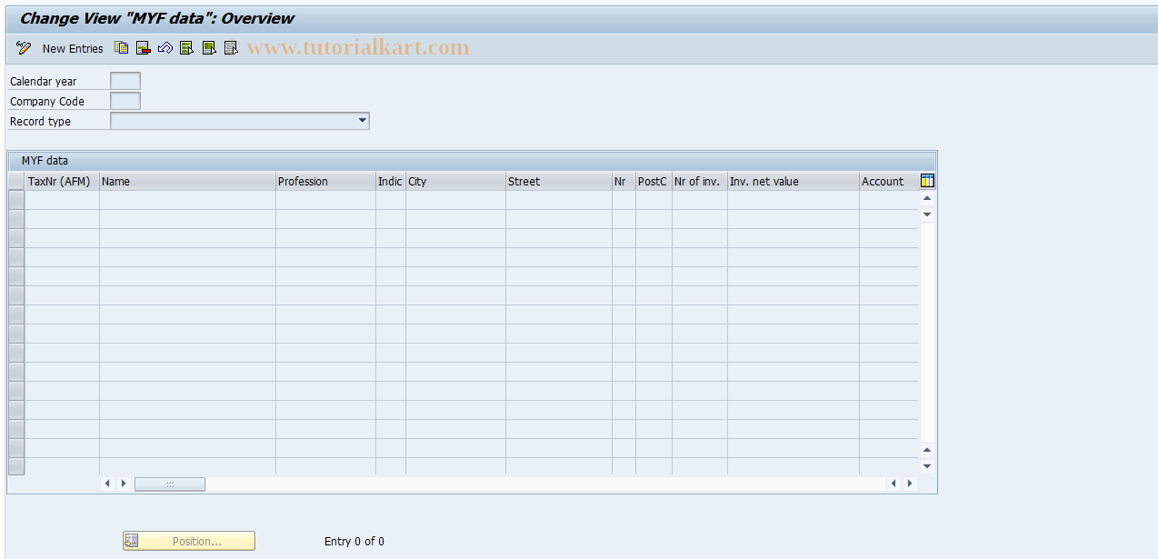 SAP TCode J1GP - Edit MYF data