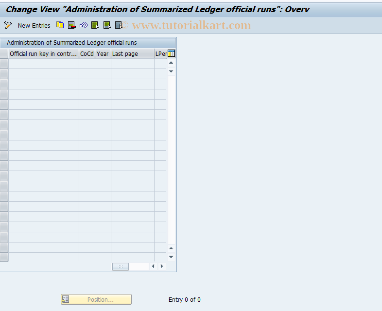 SAP TCode J1GSL1 - Control table