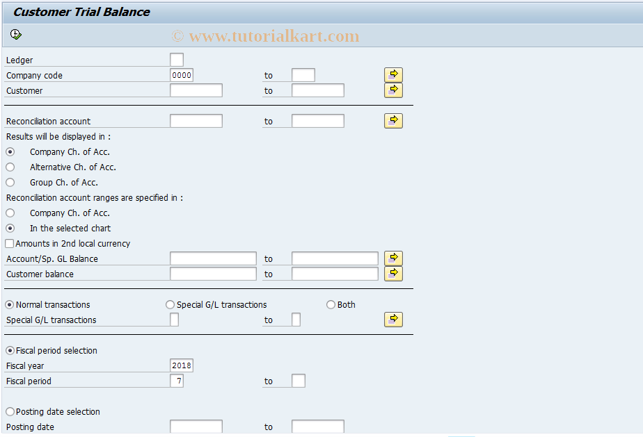 SAP TCode J1GTBD - Customer Trial Balance