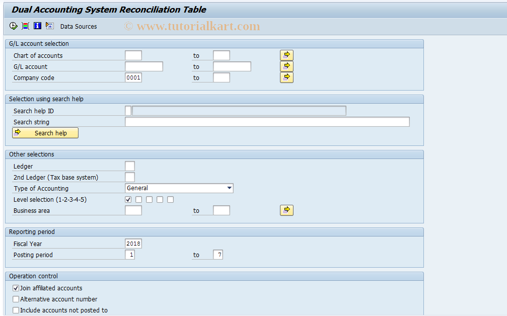 SAP TCode J1GTDL - Dual Acc.System Reconcil.Table