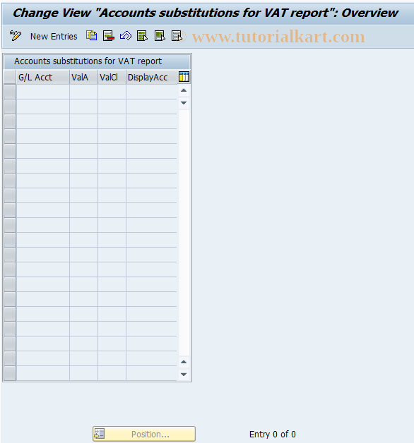 SAP TCode J1GVATC1 - Accountsubstitutions for VAT report