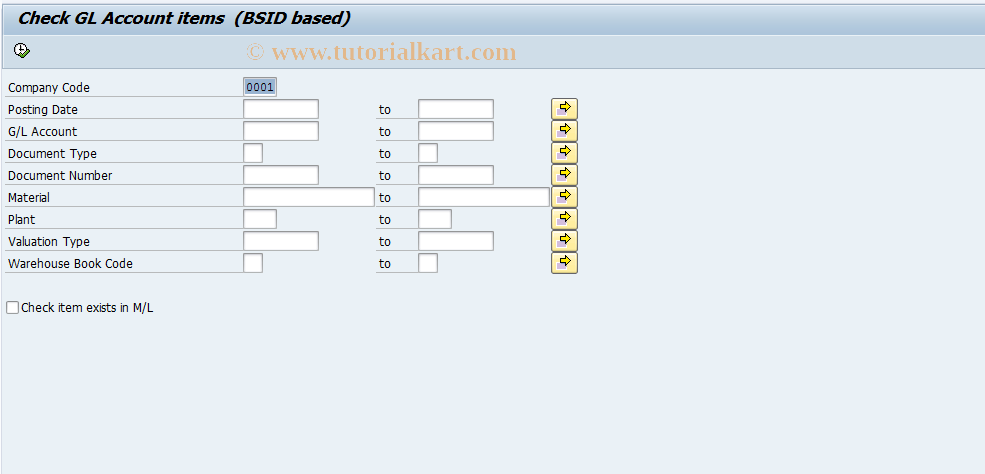 SAP TCode J1GVL_GL - Read G/L account items