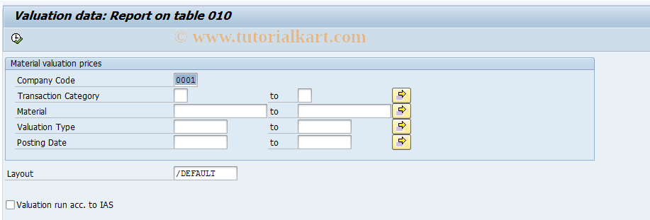 SAP TCode J1GVL_R10 - Table 10 totals