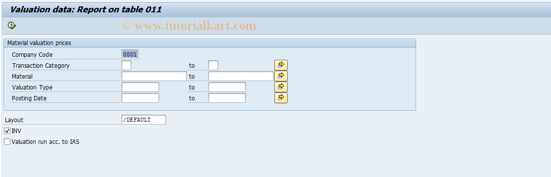 SAP TCode J1GVL_R11 - Table 11 totals