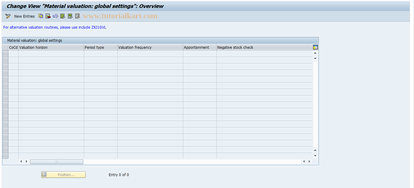 SAP TCode J1GVL_S00 - Global Settings