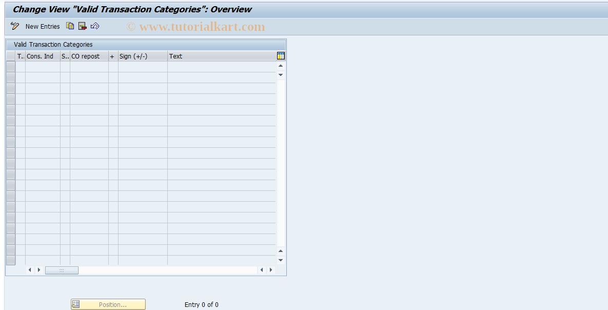 SAP TCode J1GVL_S08 - Valid transaction categories