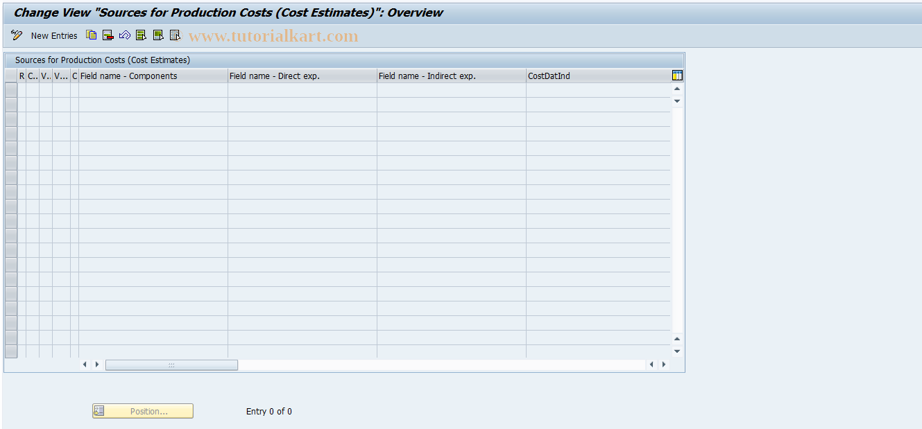 SAP TCode J1GVL_S16 - Production Costs (Cost Estimates)