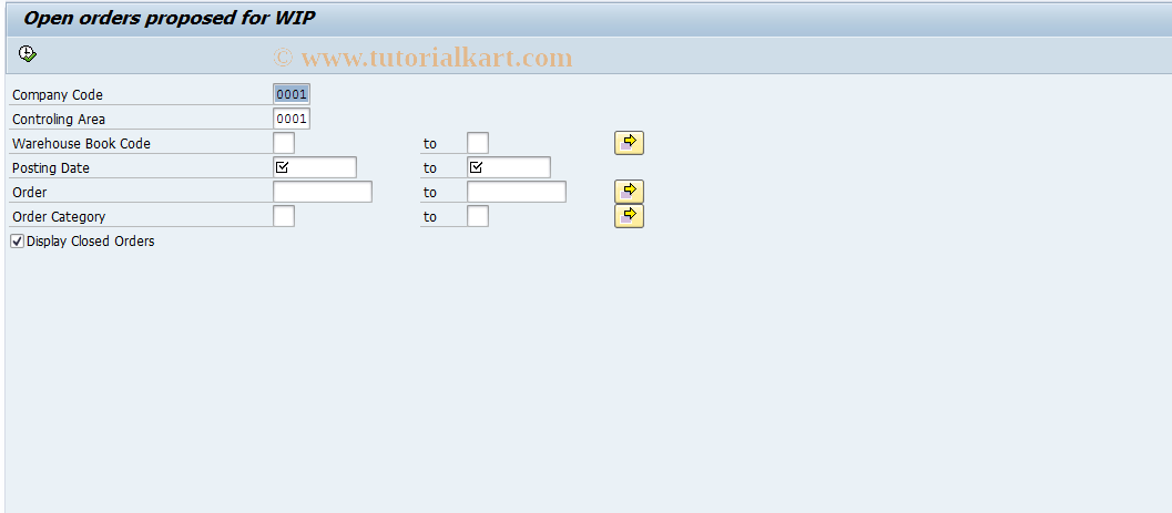 SAP TCode J1GVL_T12 - Propose WIP Orders