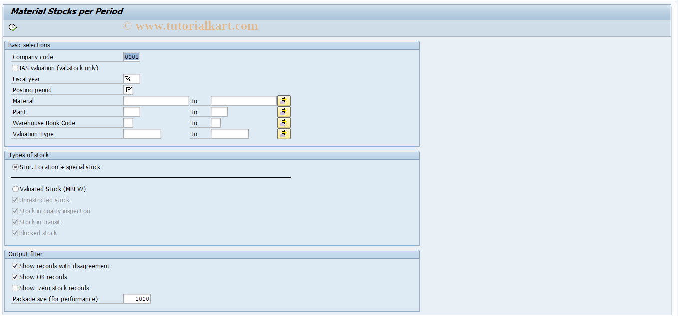 SAP TCode J1GVL_T14 - Stock report for period