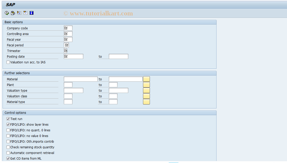 SAP TCode J1GVL_VL - Material valuation