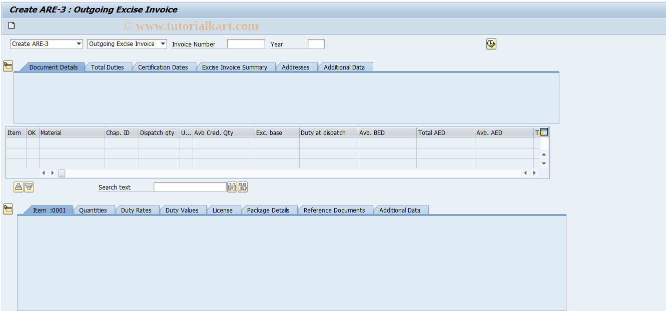 SAP TCode J1IA301 - Deemed Exports ARE-3 Procedure