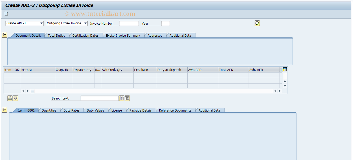 SAP TCode J1IA303 - Deemed Exports ARE-3 Procedure